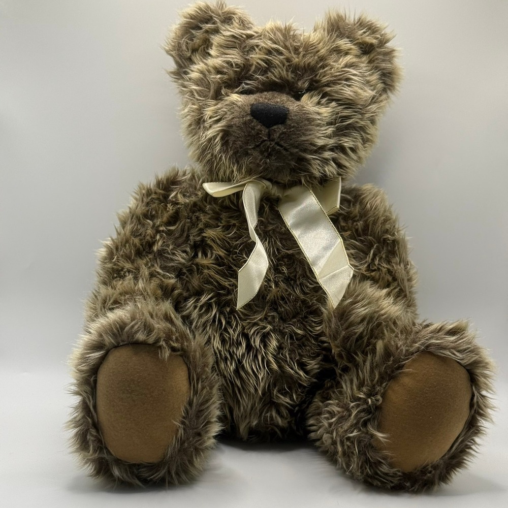 Ty Classic Brown Shaggy Plush Teddy Bear Cream Ribbon Collectible 2001 Retired